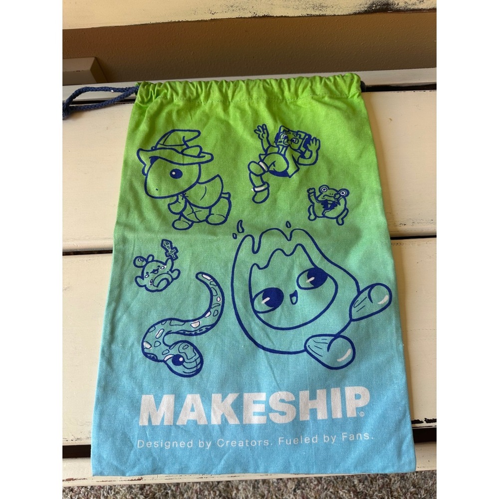 Makeship Drawstring Bag Blue Green Gradient Character Canvas Cinch Sack